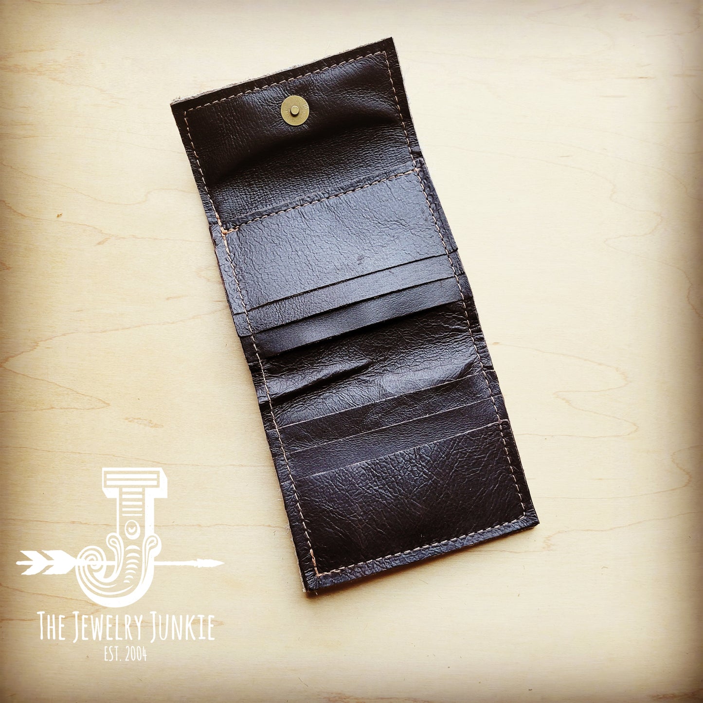 Arizona Tri-Fold Embossed Leather Wallet- Mixed Metallic Hair-on-Hide 303x