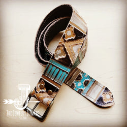 **Turquoise Sahara Navajo Genuine Leather Belt 902z