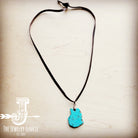 Turquoise Slab Pendant on Leather Cord Necklace