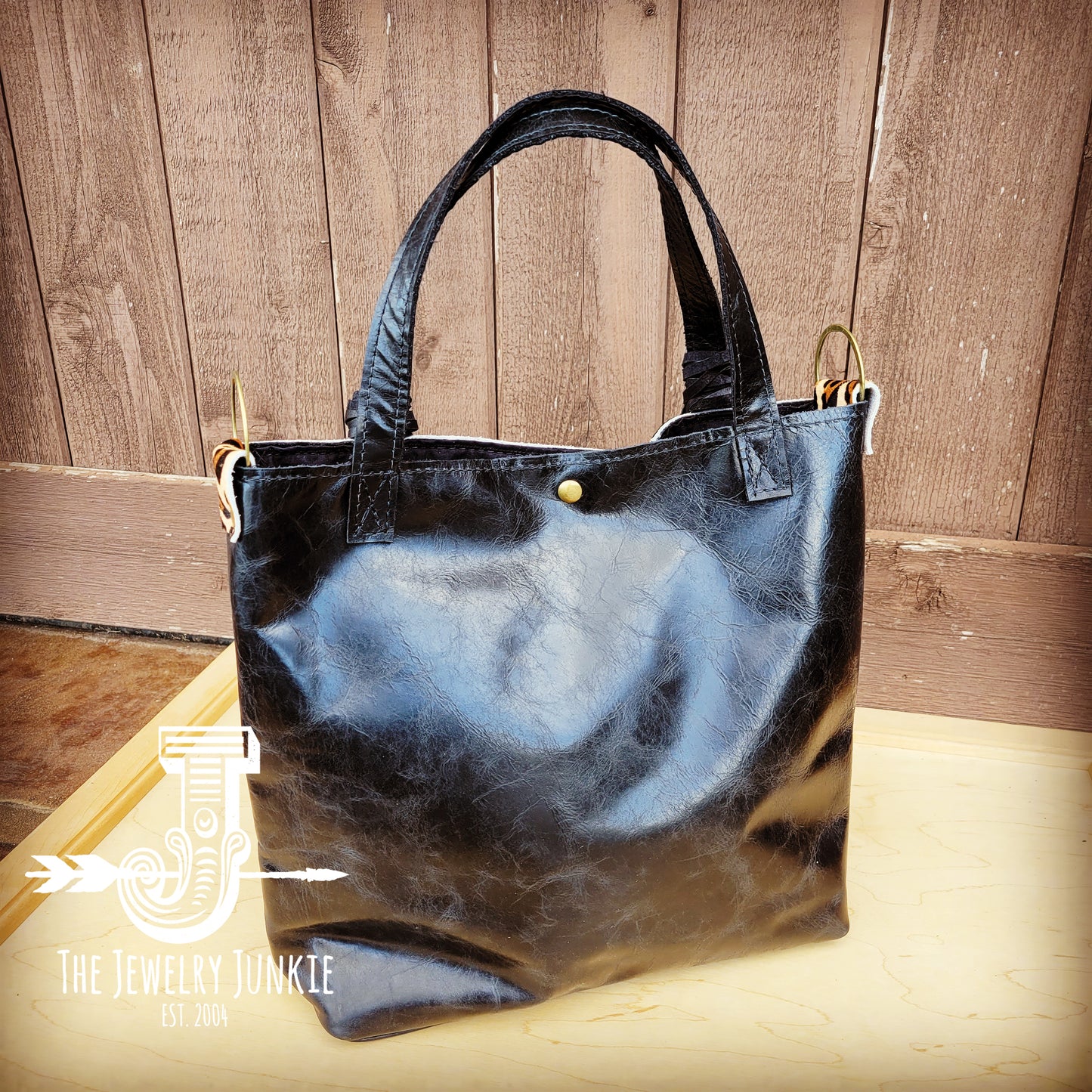 Tejas Leather Bucket Hide Handbag with Leopard Accent 510h