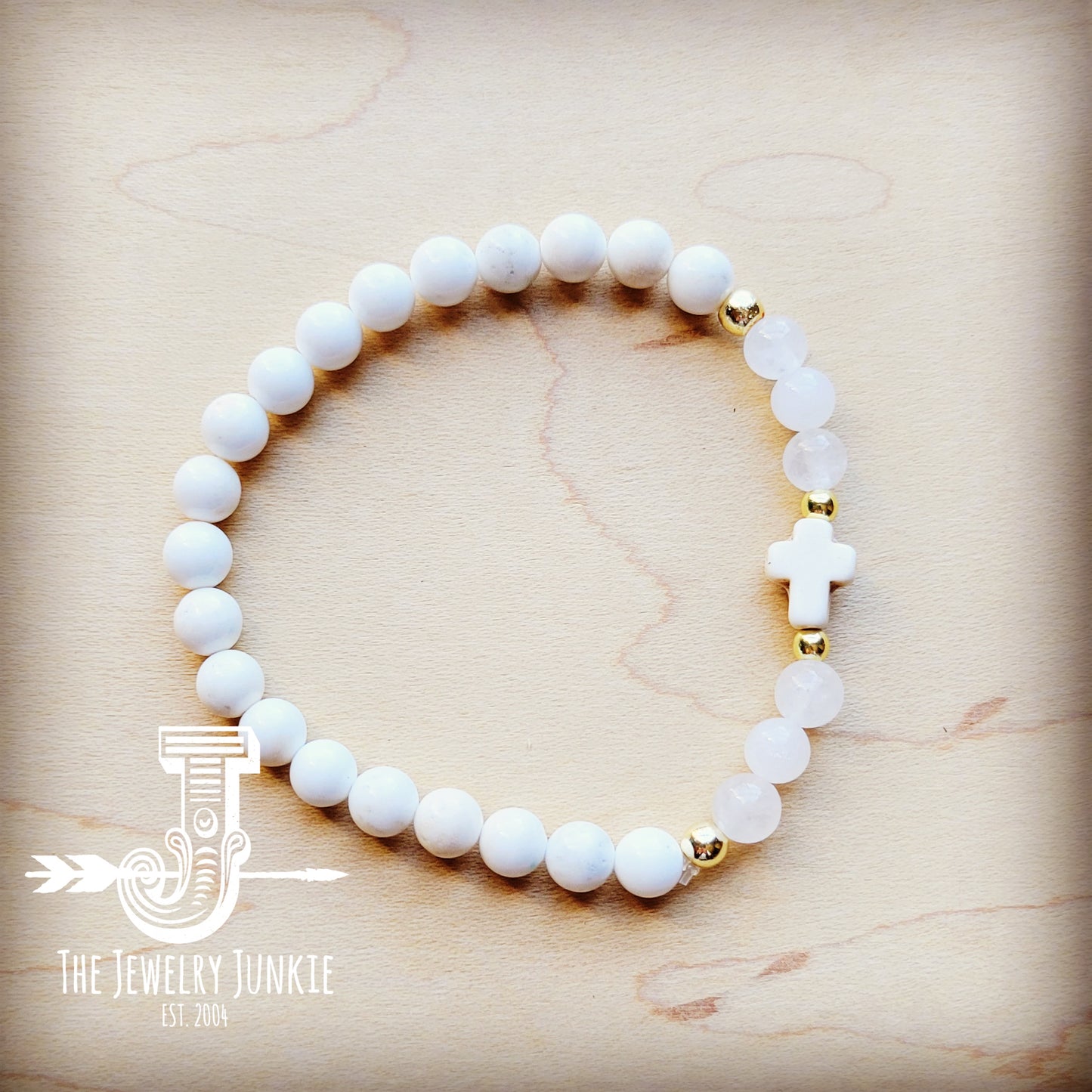 Bracelet Bar-Natural Jade and Hematite Beaded Stretch Bracelet