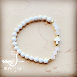 Bracelet Bar-Natural Jade and Hematite Beaded Stretch Bracelet