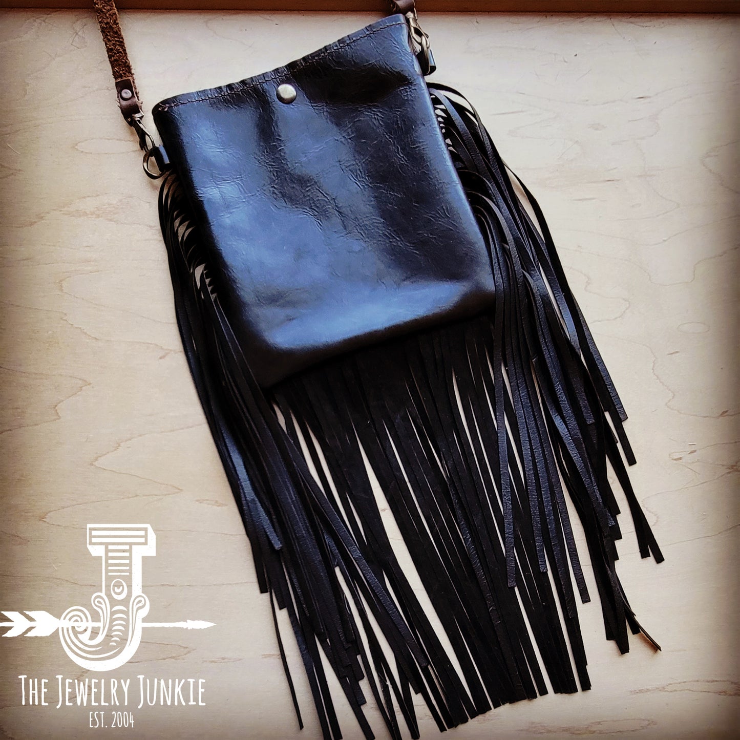 Small Crossbody Handbag w/ Black Hide Leather & Turquoise Slab 507h