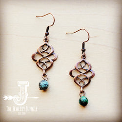 African Turquoise Scroll Drop Earrings 211L