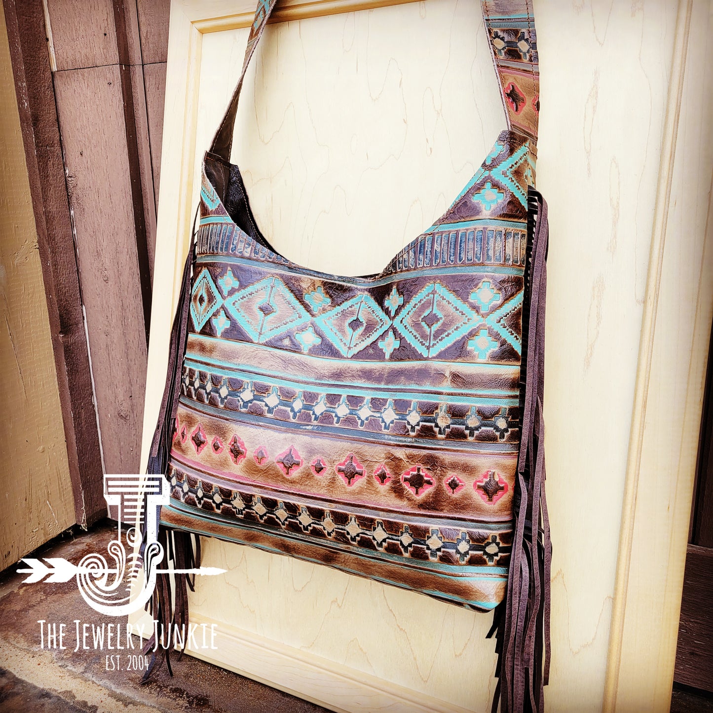 Montana Embossed Leather Hobo Handbag in Santa Fe 508L