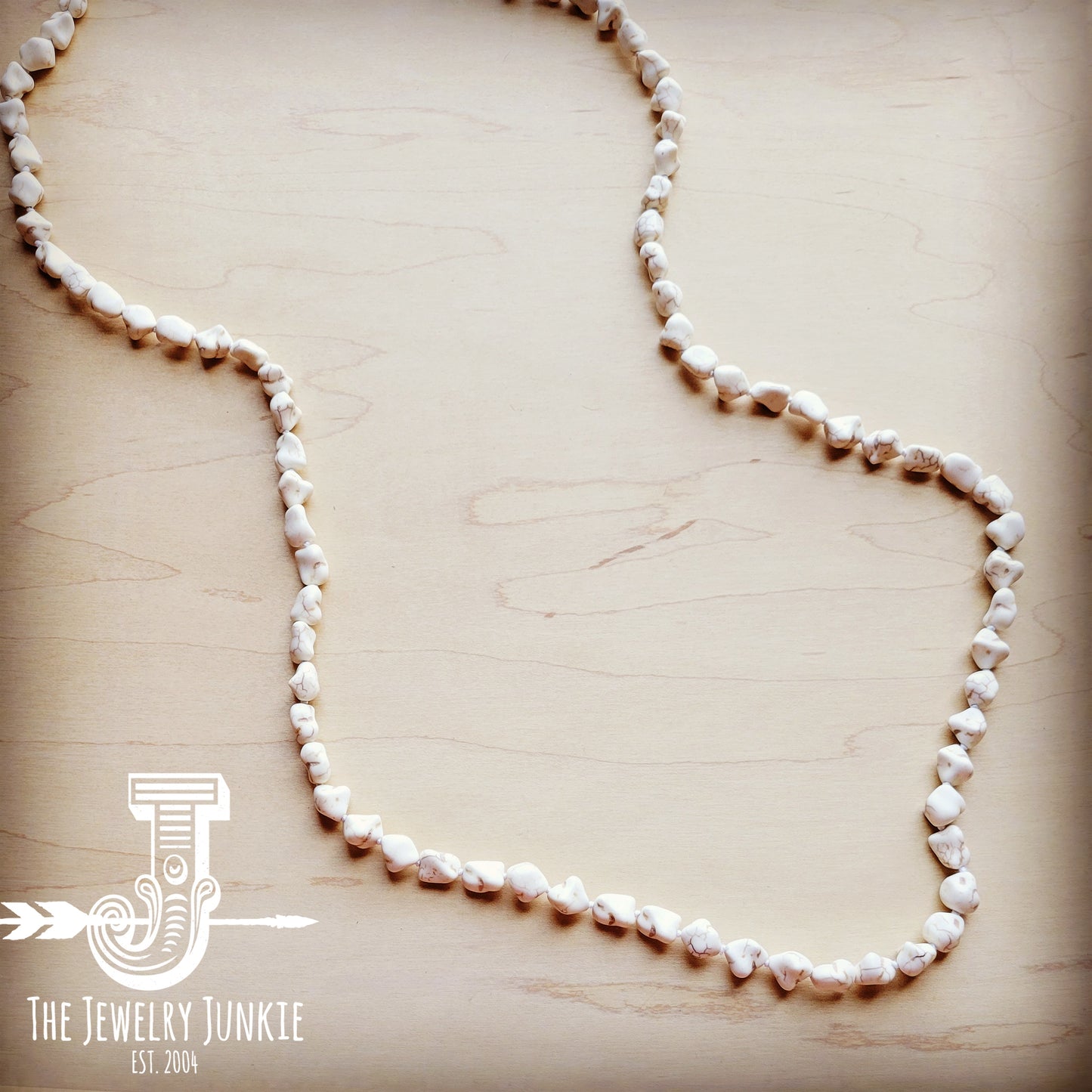 Boho Beaded Necklace w/ White Turquoise