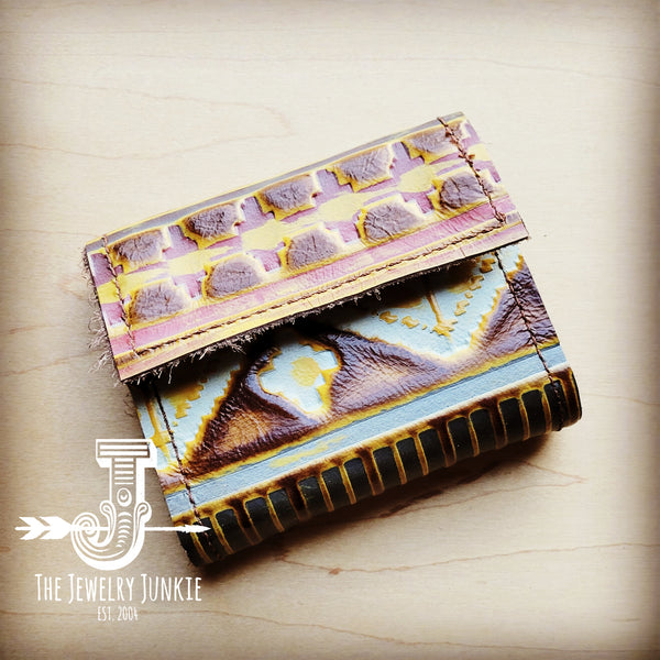 Arizona **Tri-Fold Embossed Leather Wallet-Yellow Navajo 303L