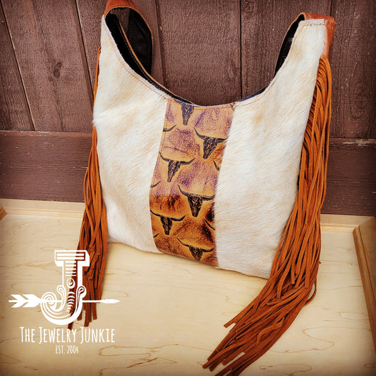 *Montana Leather Hobo Handbag Hair-on-Hide w/ Steer Accent 510d