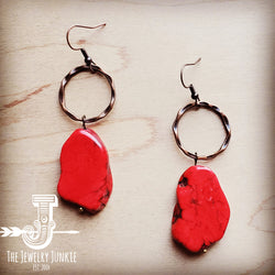 Red Turquoise Chunky Earrings 206i