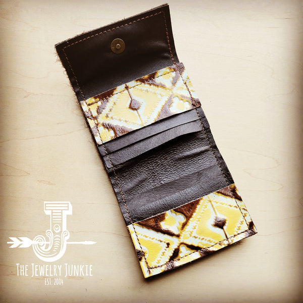 Arizona **Tri-Fold Embossed Leather Wallet-Yellow Navajo 303L