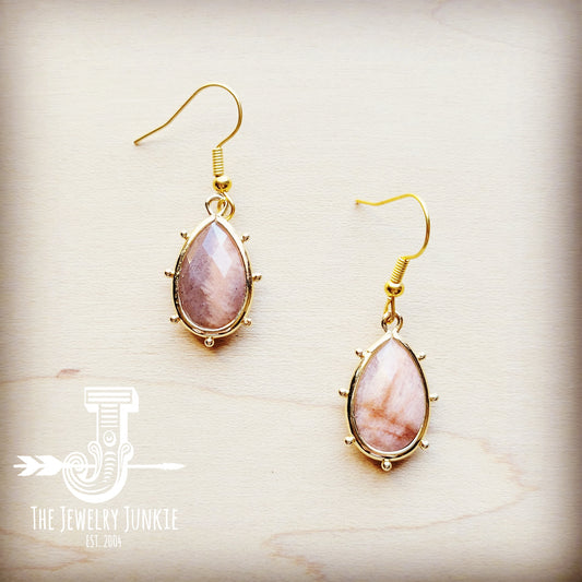 **Genuine Sunstone Teardrop Earrings 211r