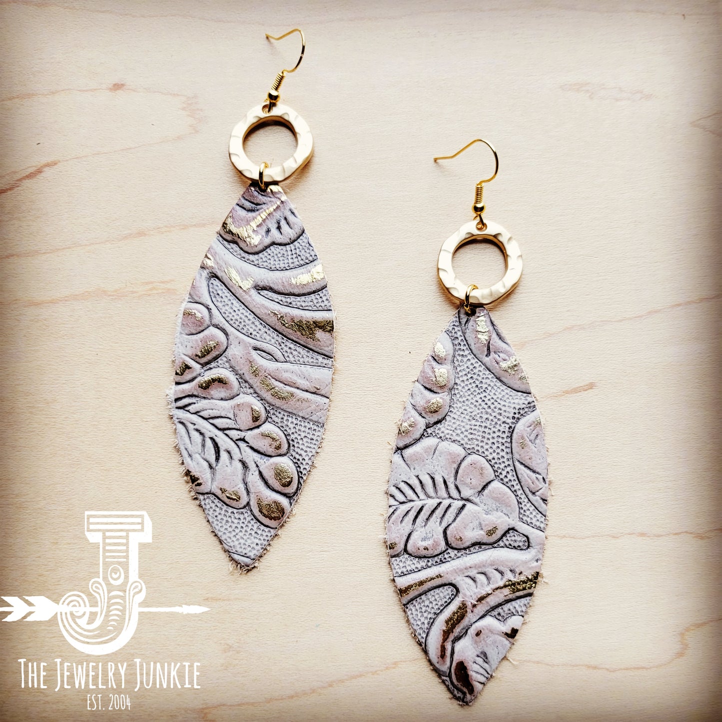 Leather Oval Earrings in Gilded