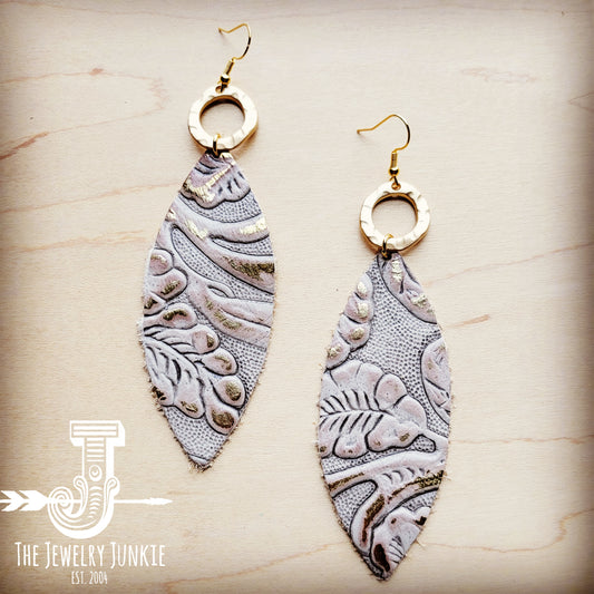 Leather Oval Earrings in Gilded