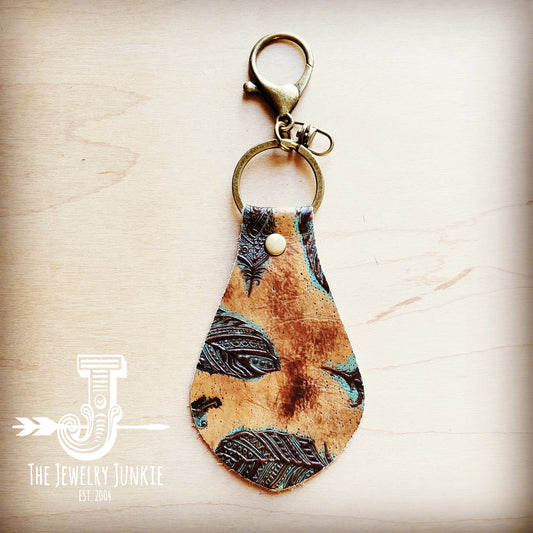 **Leather Keychain-Plumas Sepia 702v