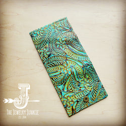 Arizona Tri-Fold Embossed Leather Wallet-Dallas Turquoise 303q