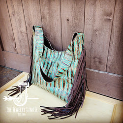 *Montana Embossed Leather Hobo Handbag Turquoise Chateau 508t