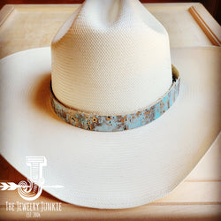 Turquoise Metallic Embossed Leather Hat Band Only 950q