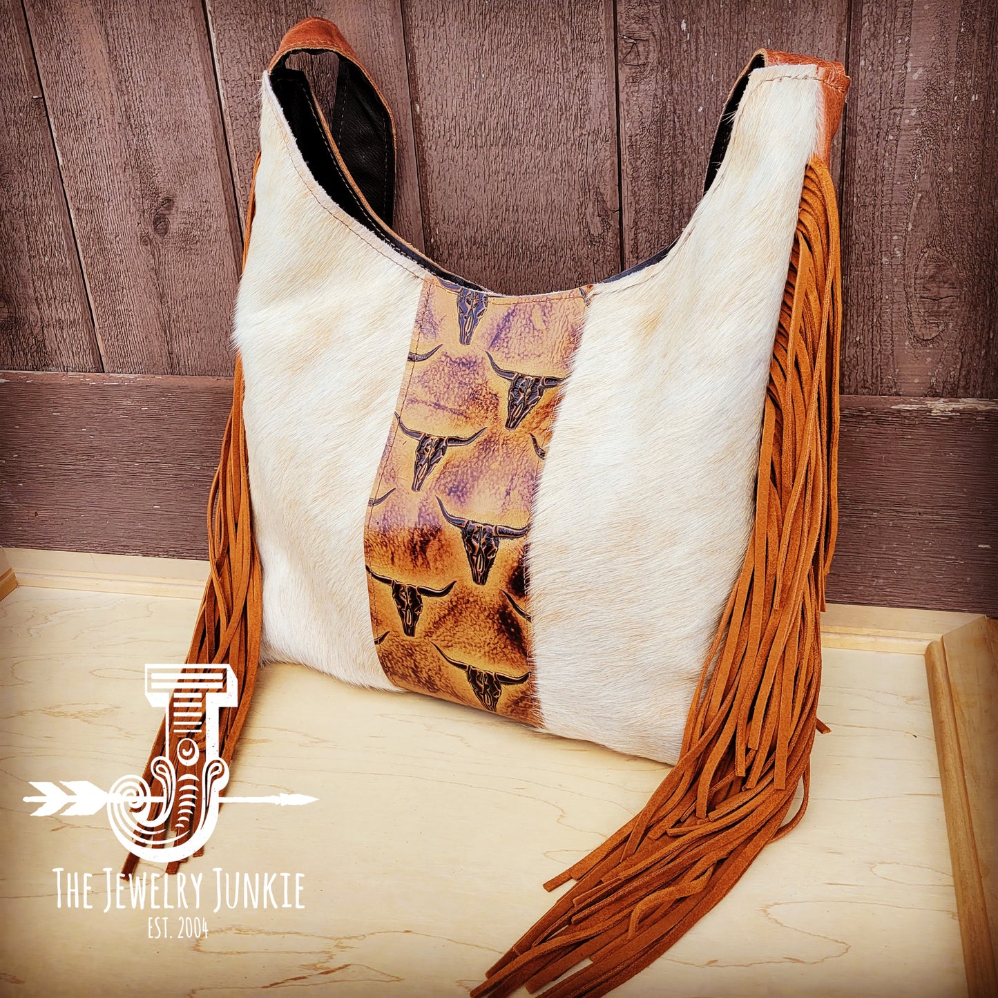 *Montana Leather Hobo Handbag Hair-on-Hide w/ Steer Accent 510d