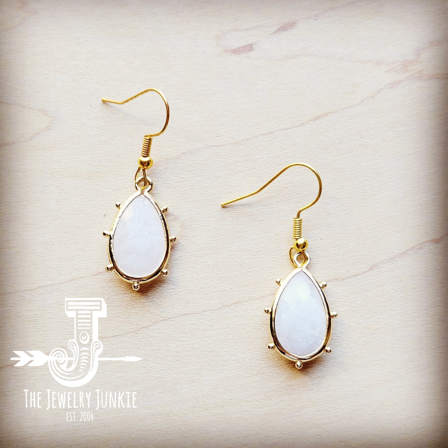 *Genuine Moonstone Teardrop Earrings 211q