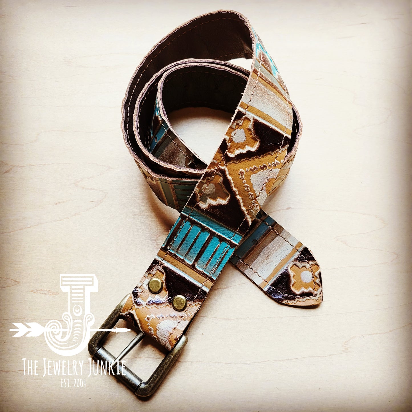 **Turquoise Sahara Navajo Genuine Leather Belt 902z