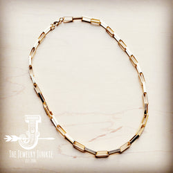 Matte Gold Large Chain Link Layering Necklace-18 inches