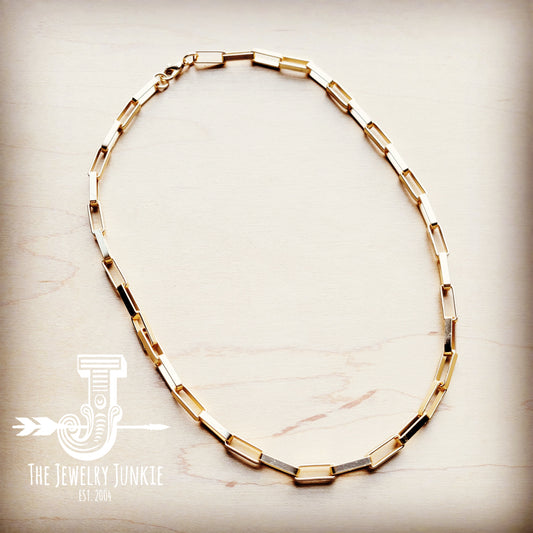 Matte Gold Large Chain Link Layering Necklace-18 inches