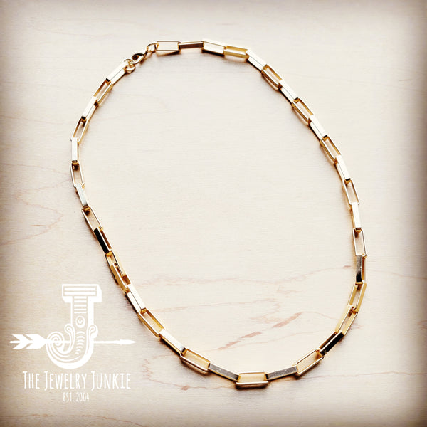 Matte Gold Large Chain Link Layering Necklace-18 inches