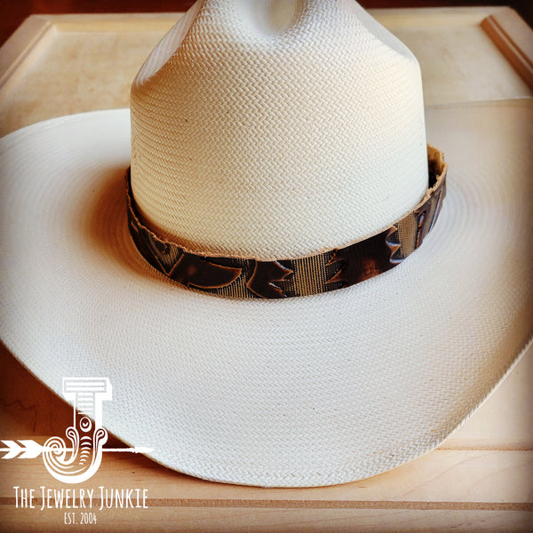*Brown Laredo Embossed Leather Hat Band Only 950s