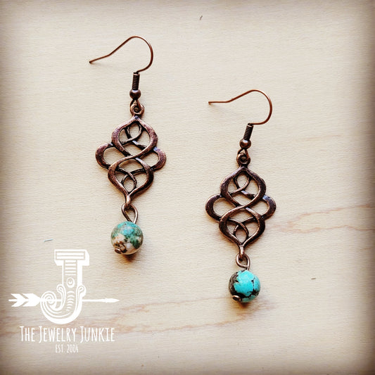 *Natural Turquoise Scroll Drop Earrings 211m