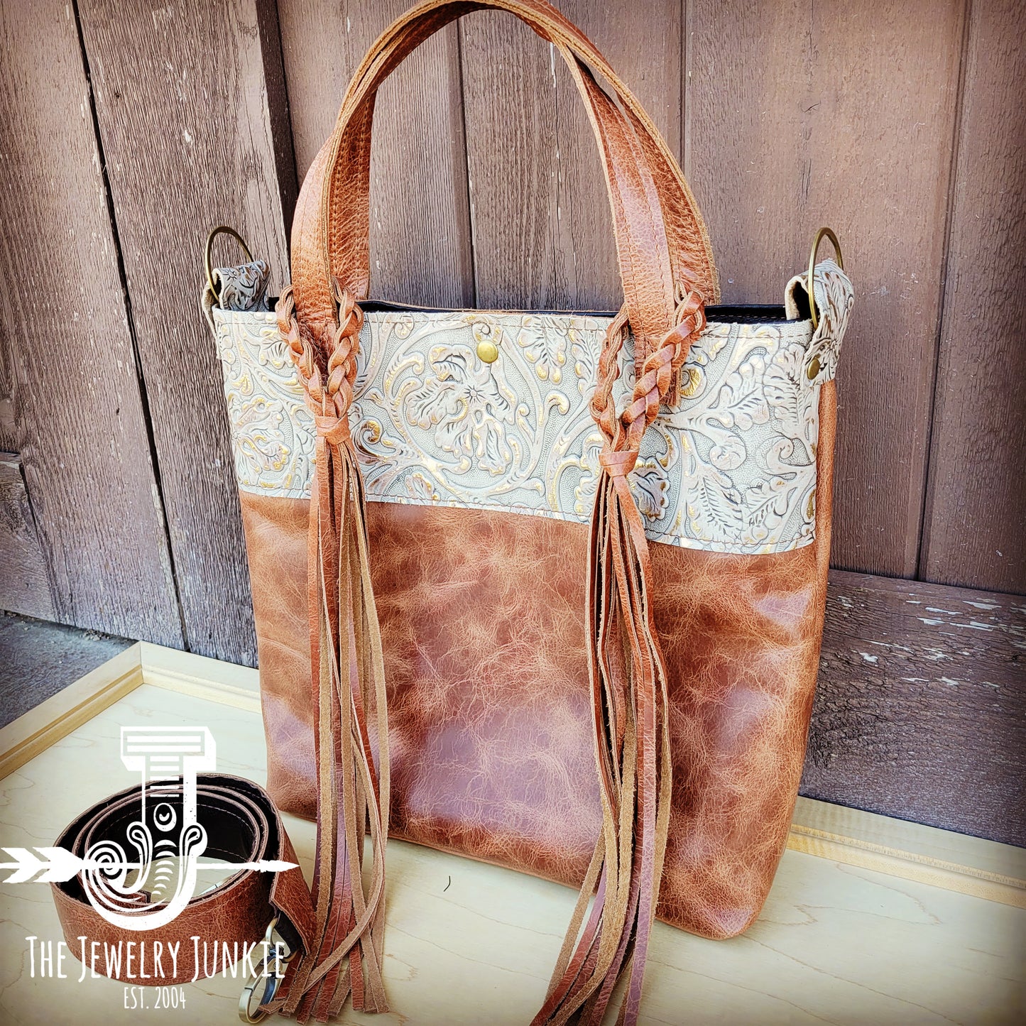 Tejas Leather Bucket Hide Handbag with Gilded Cowboy Accent 506s