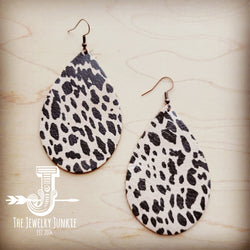 Leather Teardrop Earring-Suede Cheetah 210o