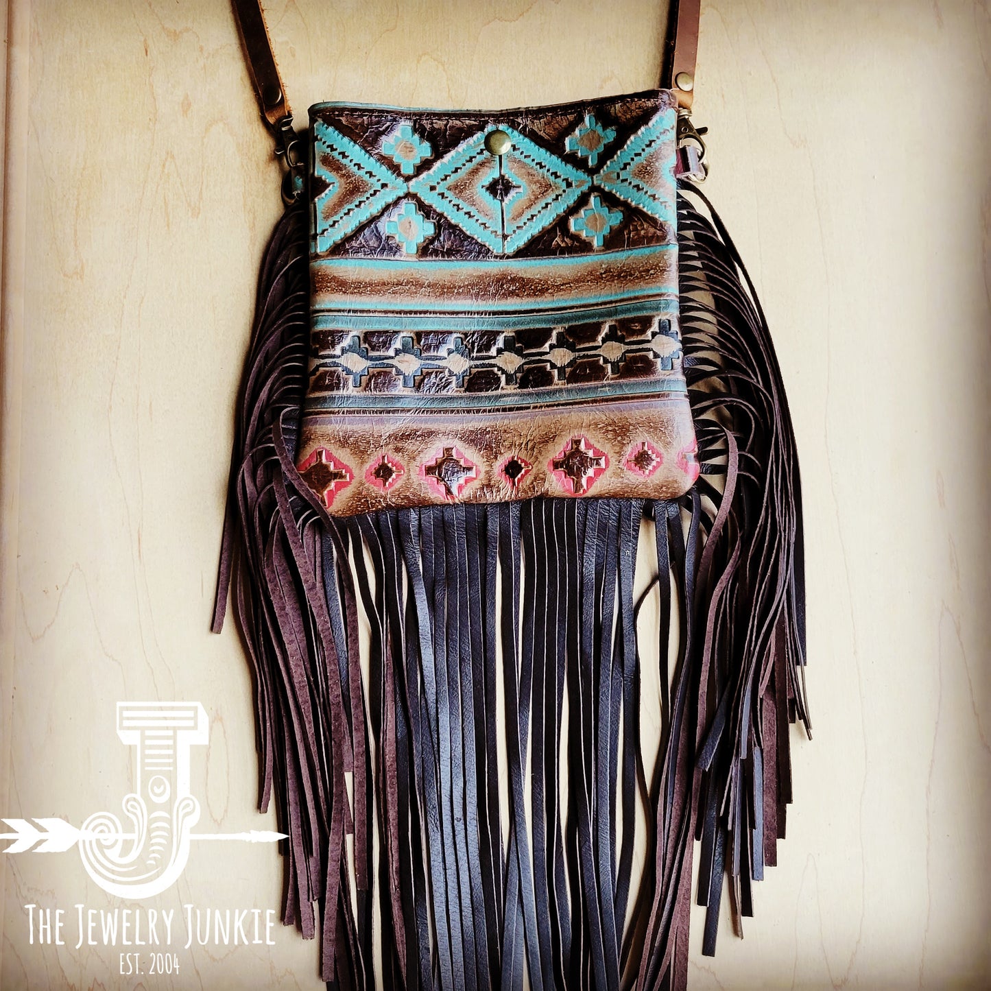 Small Crossbody Handbag w/ Santa Fe Leather Full Fringe 507d