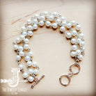 Triple Strand Pearl and Silver Bracelet