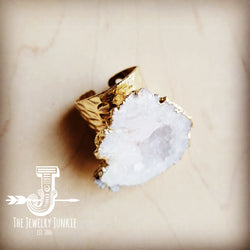 **Genuine Druzy Ring in Golden Setting 012y