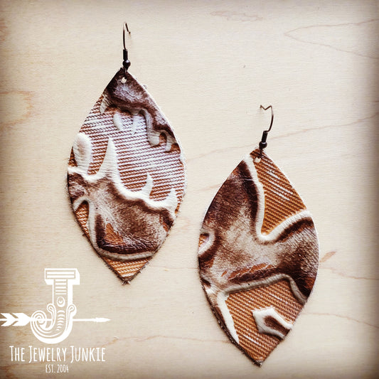 *Leather Oval Earrings-Brown and Sienna Laredo 206j