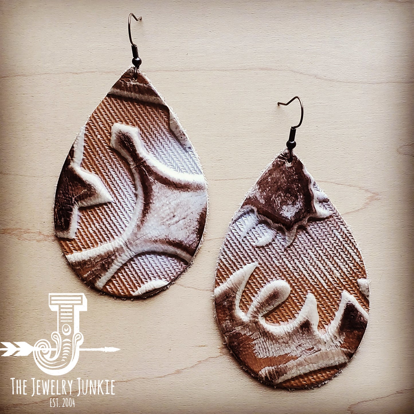 *Leather Teardrop Earrings-Brown and Sienna Laredo 206k