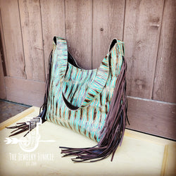 *Montana Embossed Leather Hobo Handbag Turquoise Chateau 508t