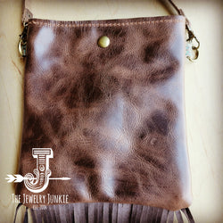 **Small Crossbody Handbag w/ Turquoise Brown Paisley w/ Fringe 508h