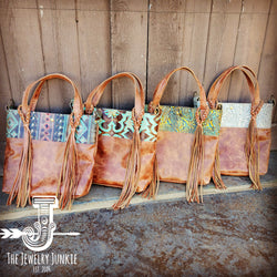 Tejas Leather Bucket Hide Handbag with Gilded Cowboy Accent 506s