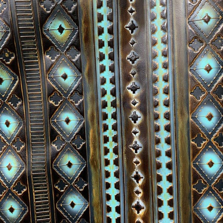 Blue Navajo Embossed Leather