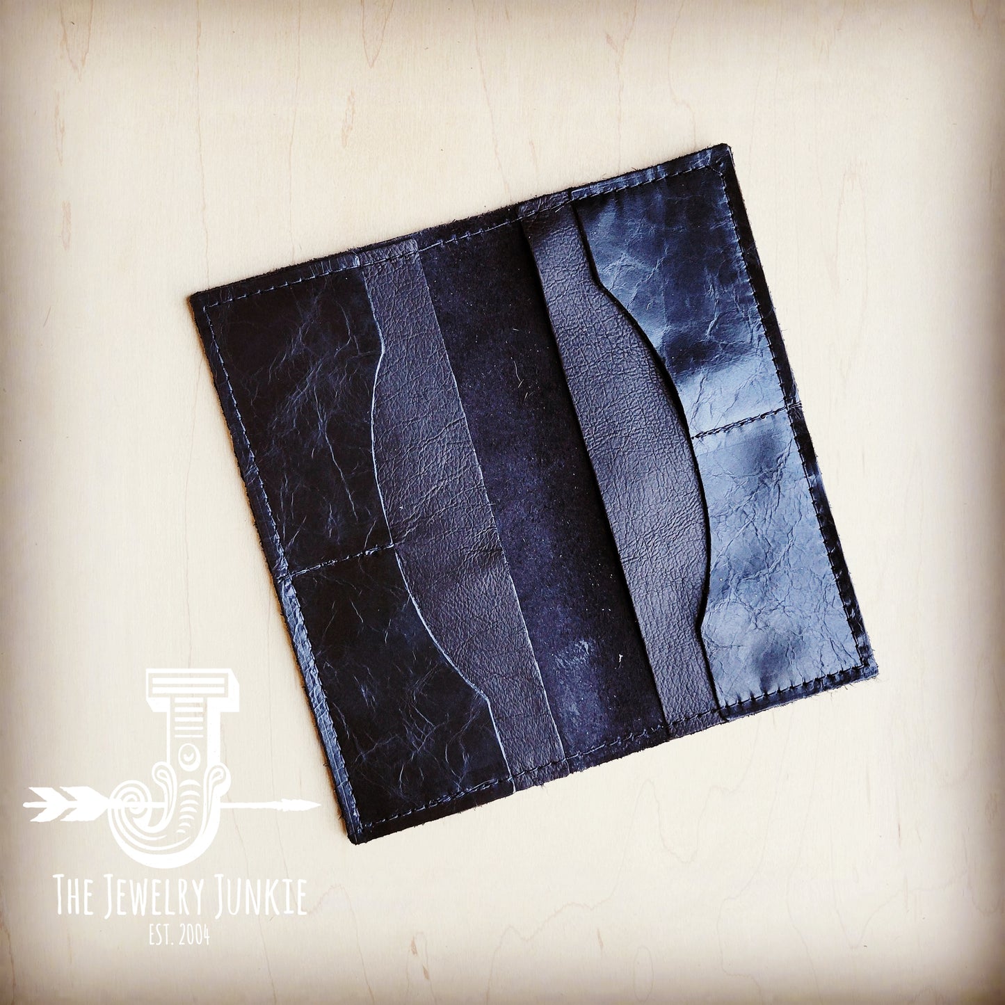 Distressed Leather Wallet-Black 304d