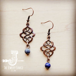 *Frosted Blue Lapis Scroll Drop Earrings 211f