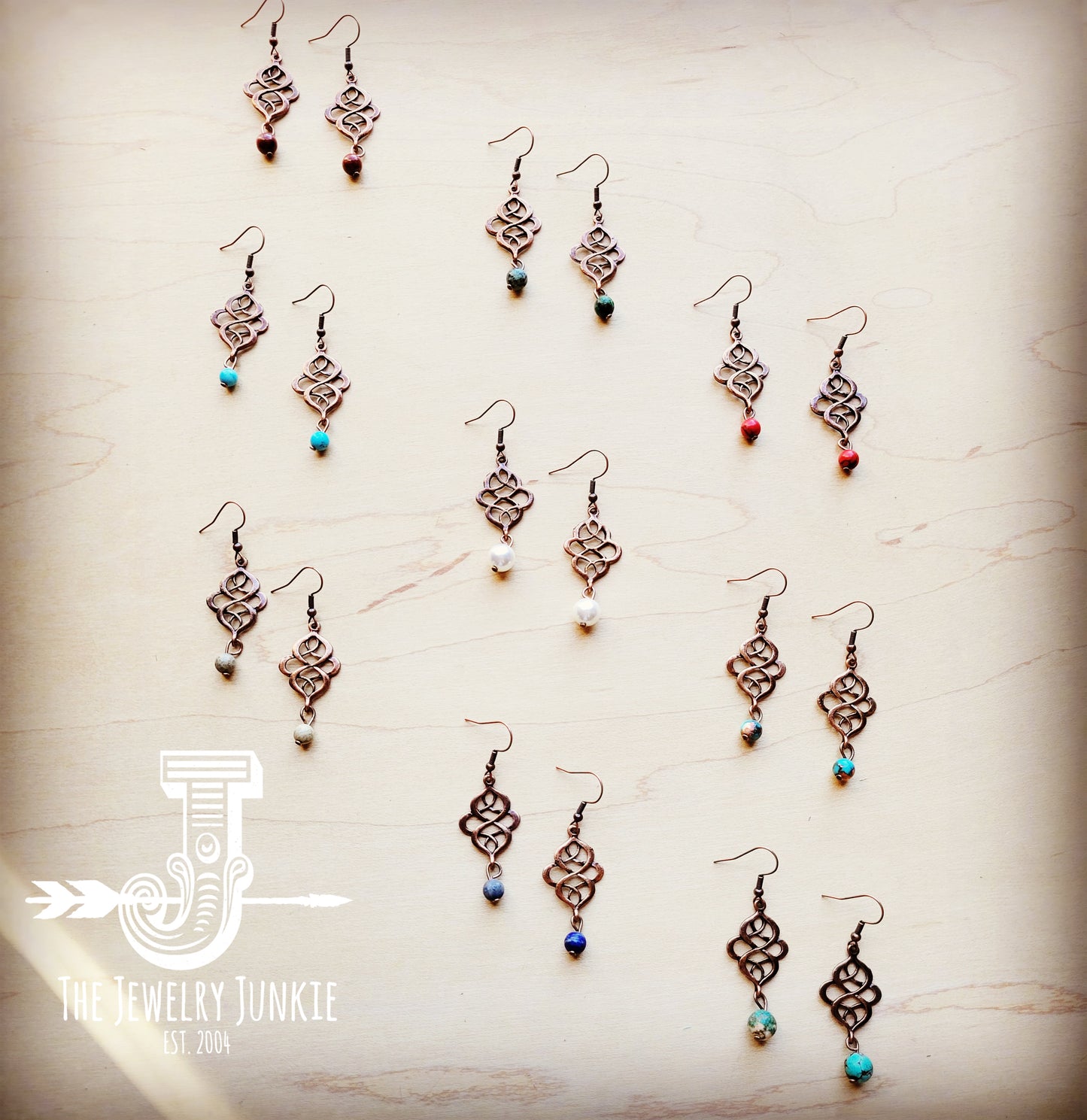 African Turquoise Scroll Drop Earrings 211L