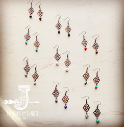 African Turquoise Scroll Drop Earrings 211L