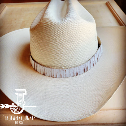 *White Chateau Embossed Leather Hat Band Only 950t