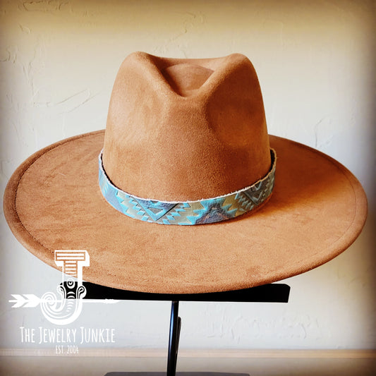 Boho Western Felt Hat w/ Choice of Genuine Leather Hat Band-Tan 980d