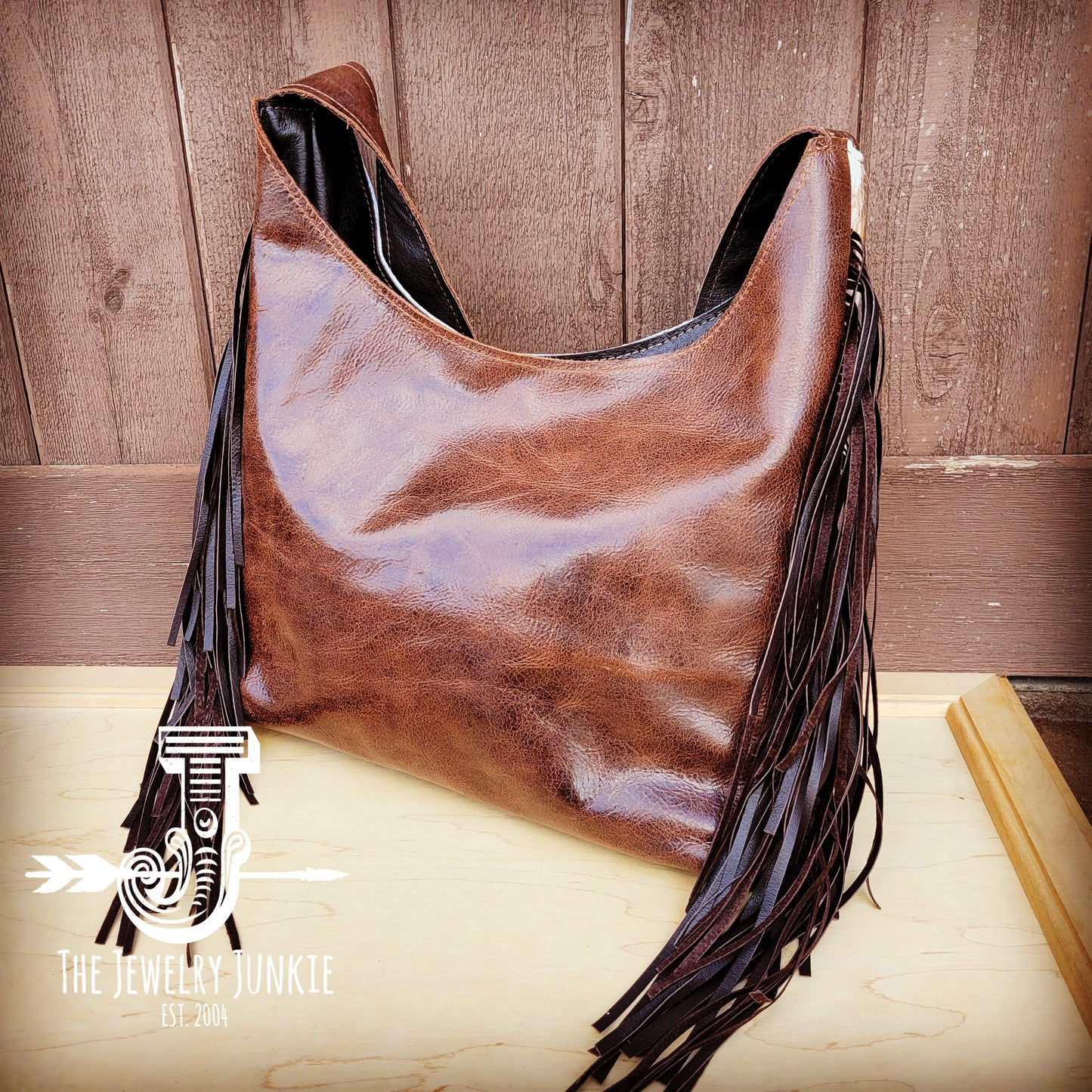 Montana Leather Hobo Handbag Tan Brindle Hair-on-Hide 510b