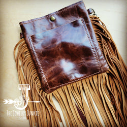 Small Crossbody Handbag w/ Turquoise Laredo Leather Full Fringe 507a