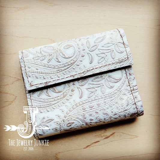 Arizona Tri-Fold Embossed Leather Wallet-Oyster Paisley 303j