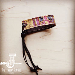 **Narrow Leather Cuff in  Yellow Navajo 003x